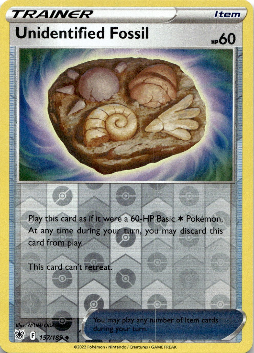 Unidentified Fossil 157/189 Uncommon Astral Radiance Pokemon Reverse Holo NM