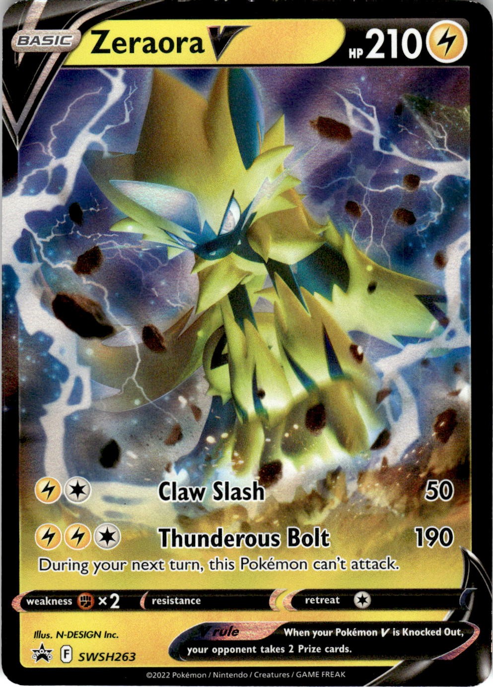 Zeraora V SWSH263 Holo Promo Sword & Shield Promo Pokemon Near Mint