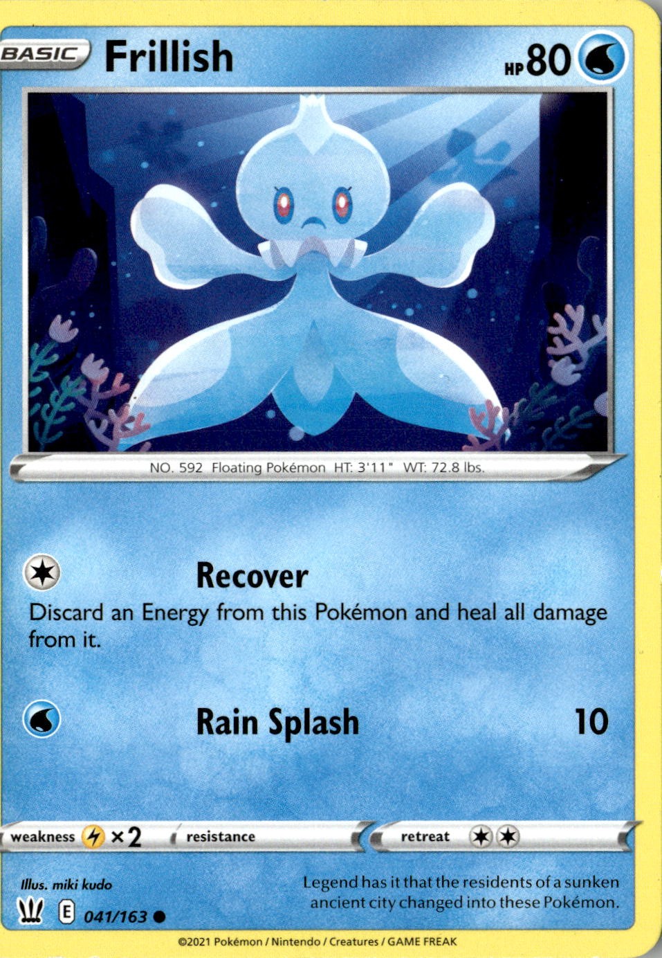 2021 POKEMON FRILLISH 041/163 COMMON BATTLE STYLES NEAR MINT