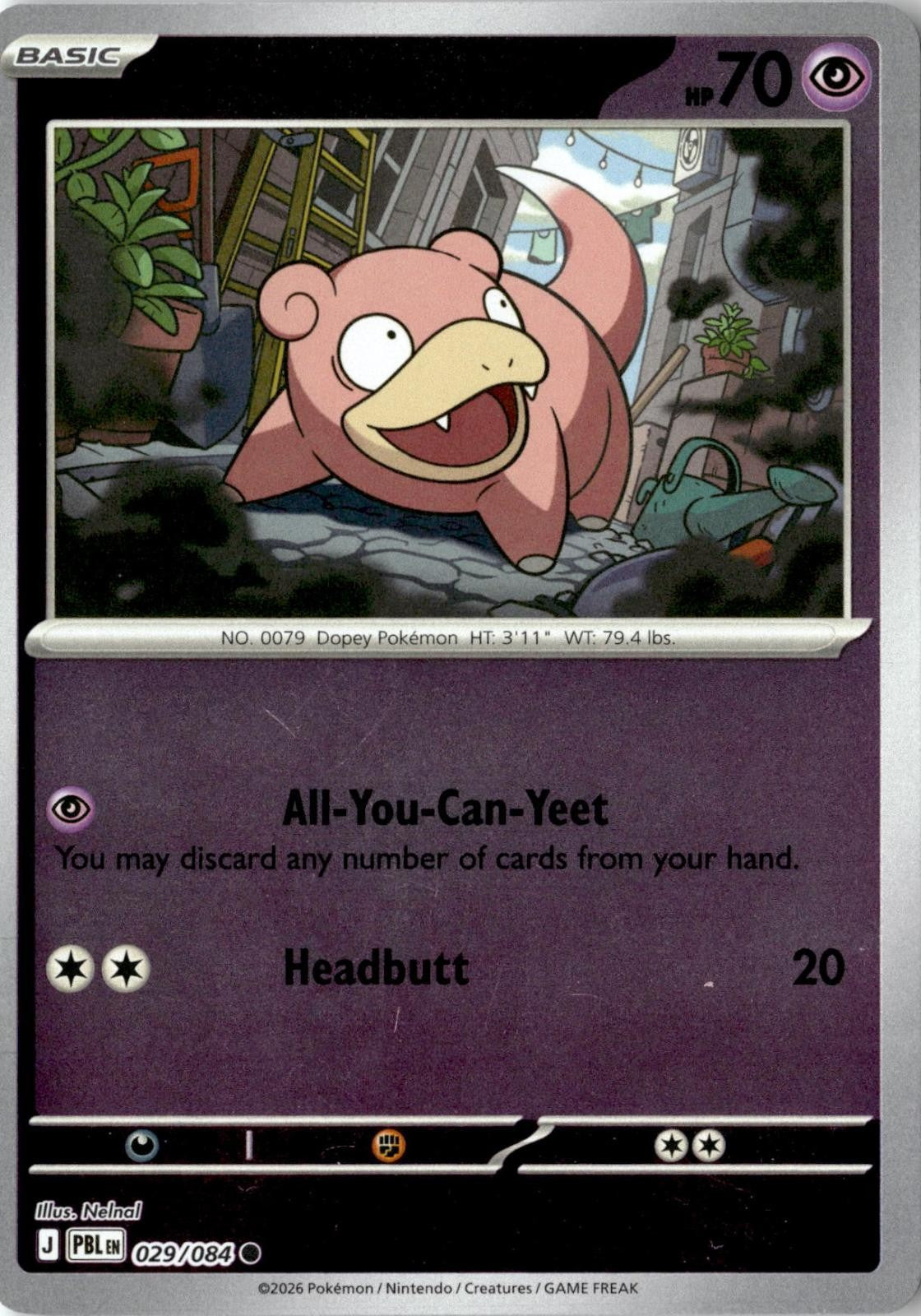 2026 POKEMON SLOWPOKE 029/084 COMMON PITCH BLACK REVERSE HOLO NEAR MINT