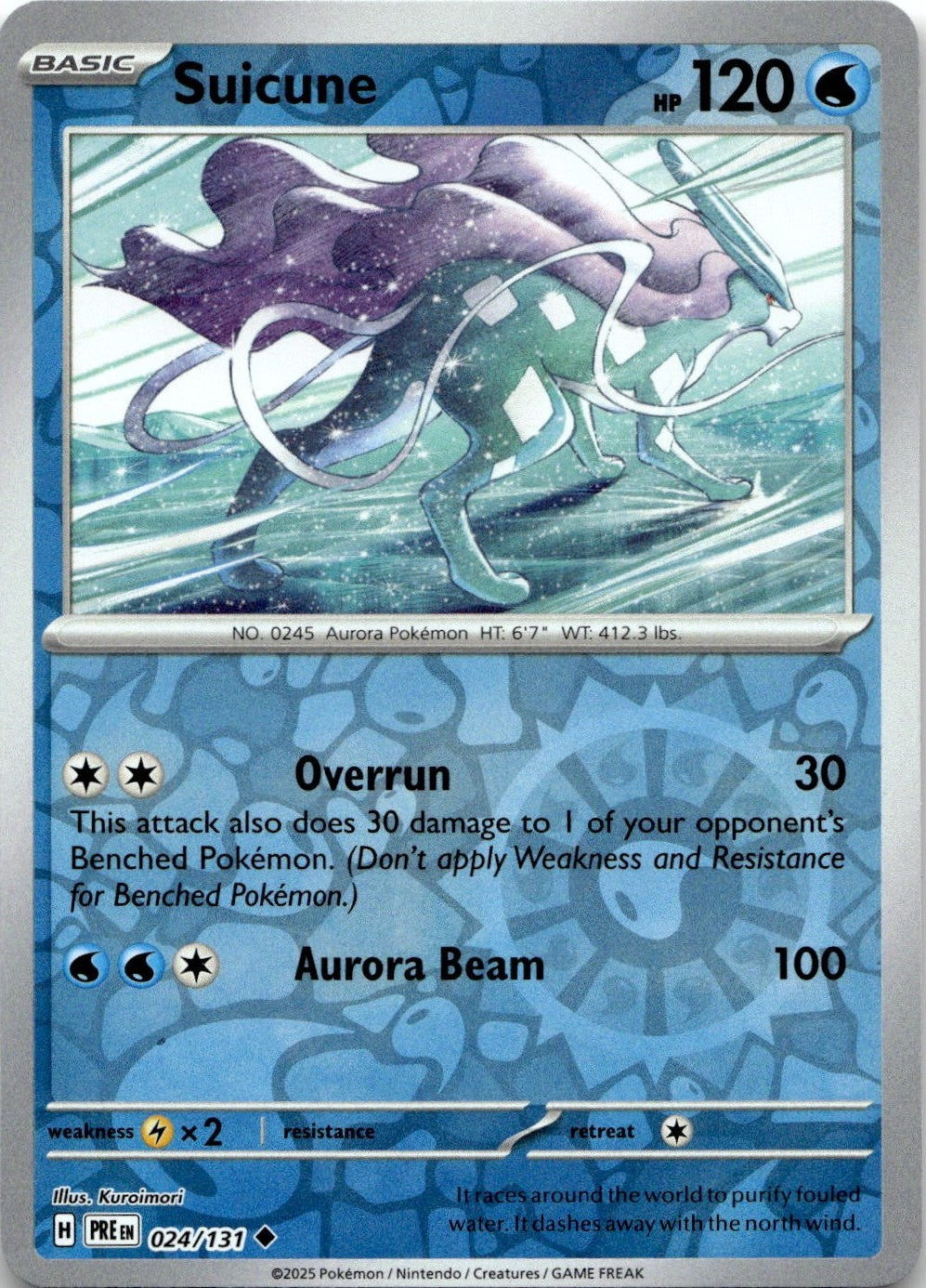 Suicune 024/131 Uncommon Prismatic Evolutions Pokemon Reverse Holo Near Mint