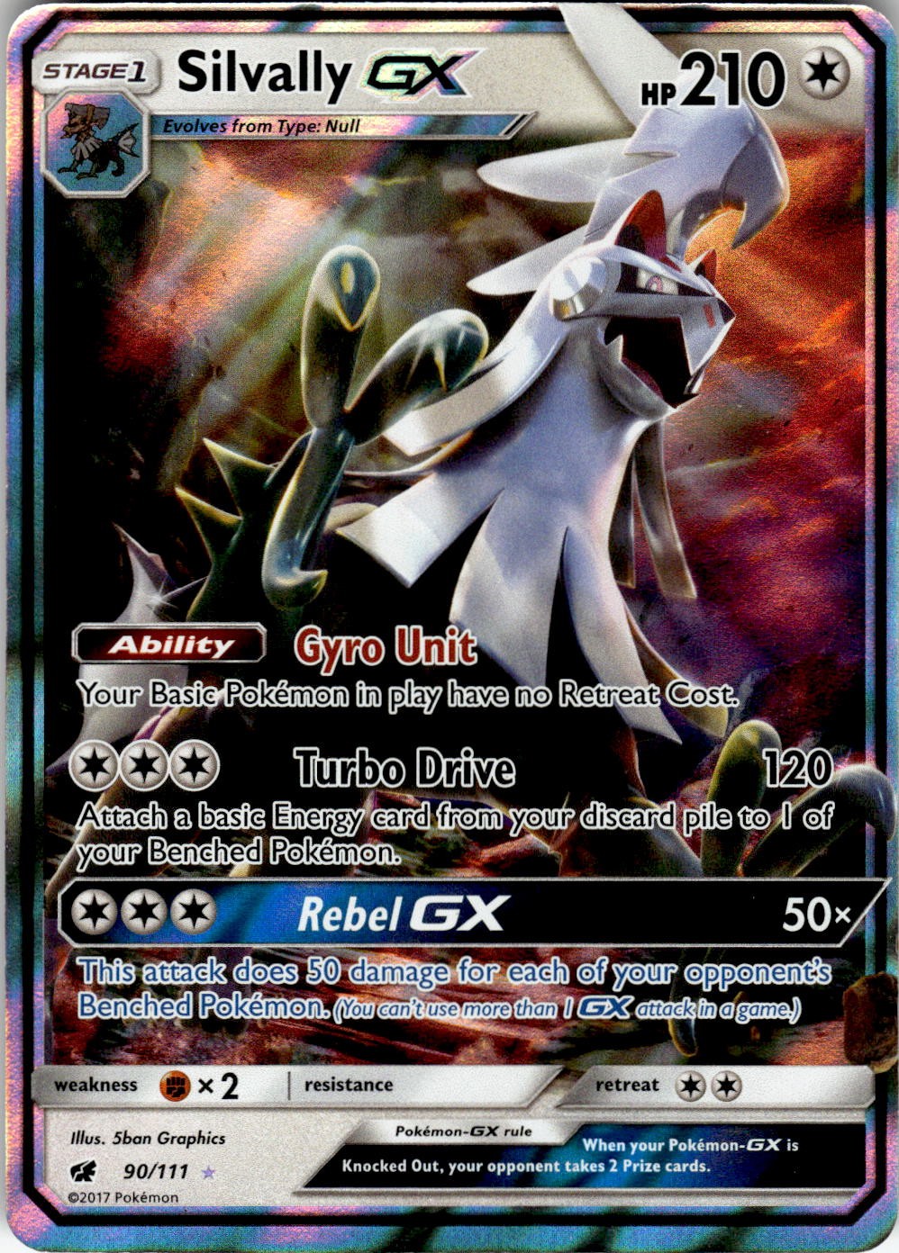 2017 POKEMON SILVALLY GX 90/111 HOLO GX RARE CRIMSON INVASION NM/LP