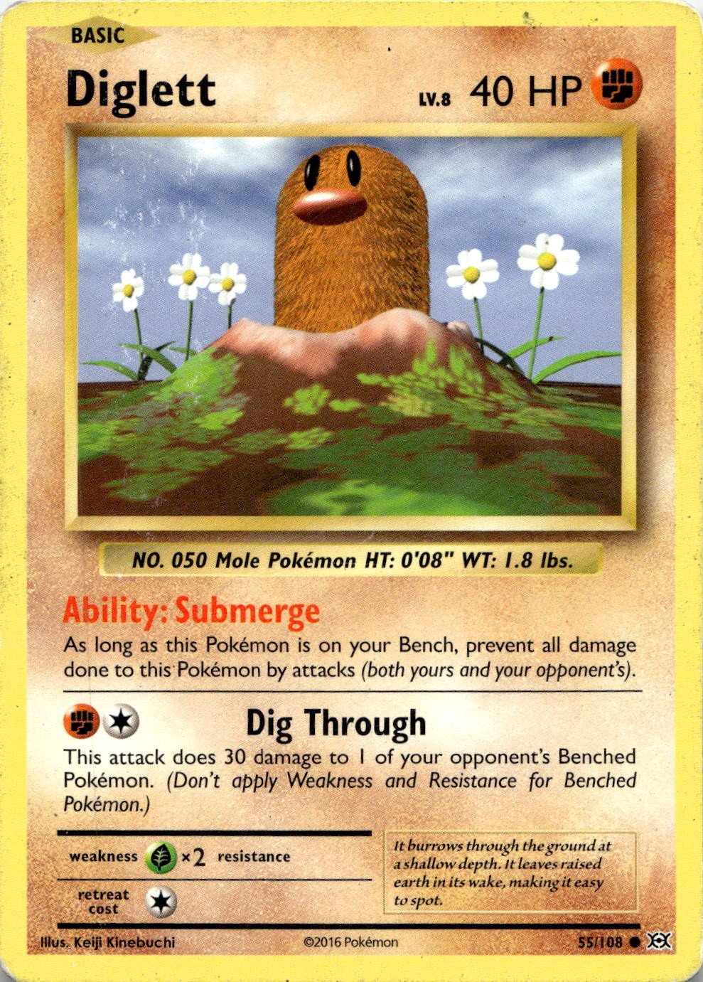 Diglett 55/108 Common Evolutions Pokemon Lightly Played