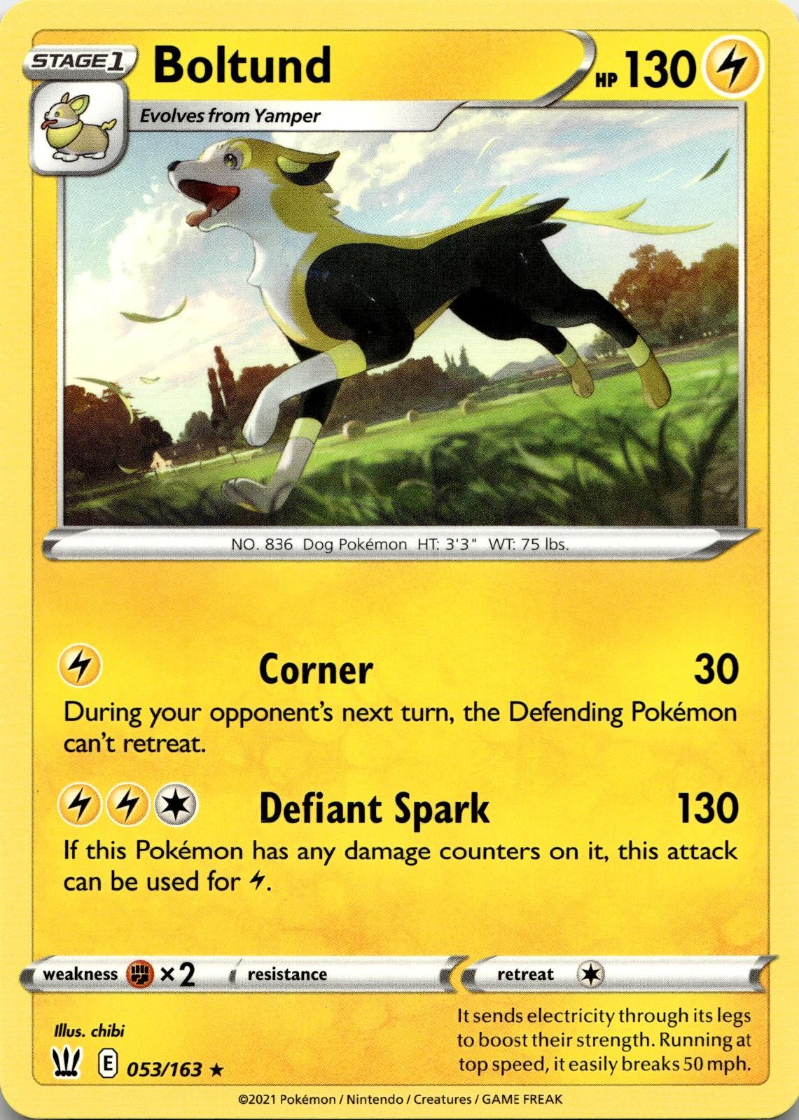 Boltund 053/163 Rare Battle Styles Pokemon Near Mint