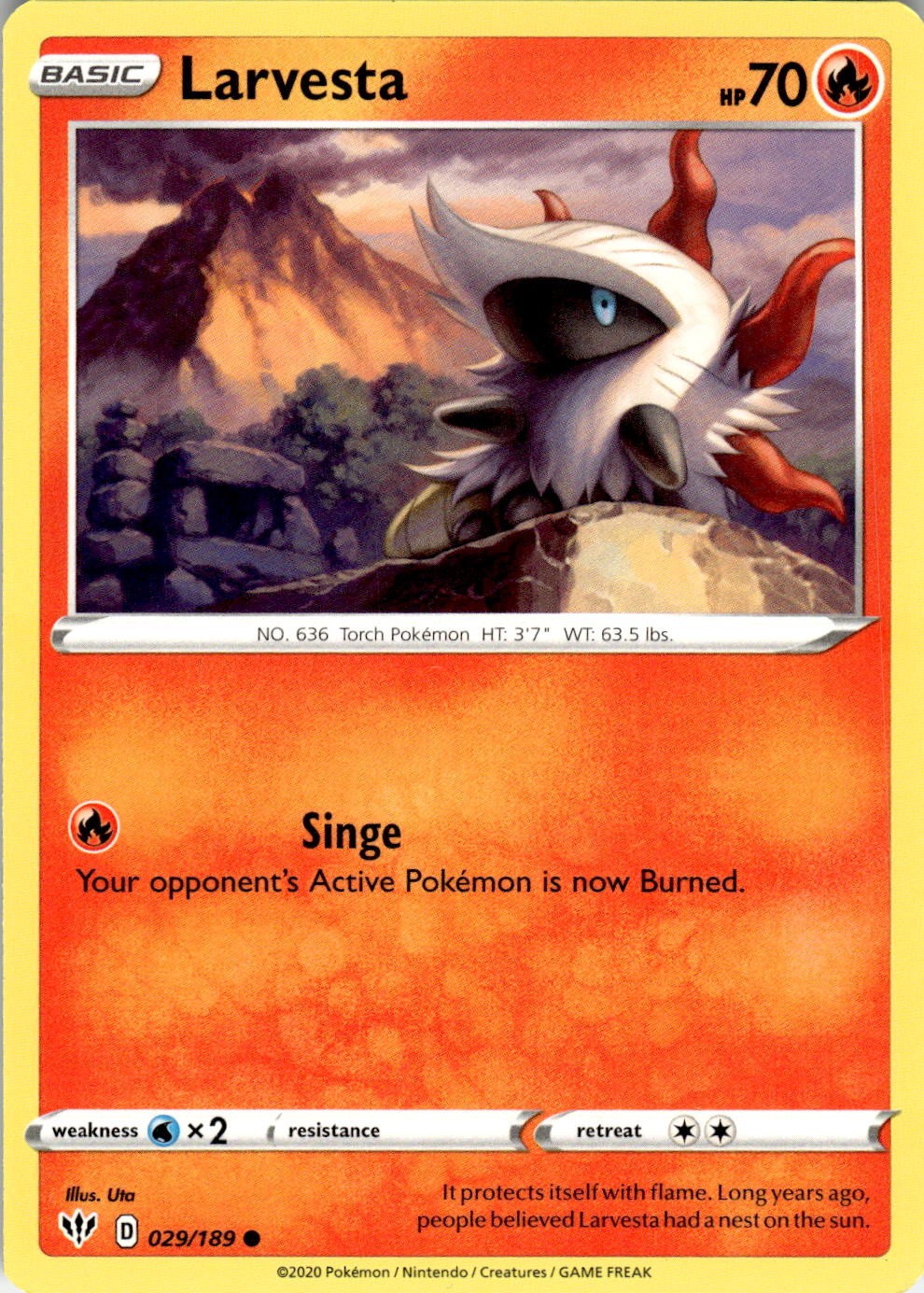Larvesta 029/189 Common Darkness Ablaze Pokemon Near Mint
