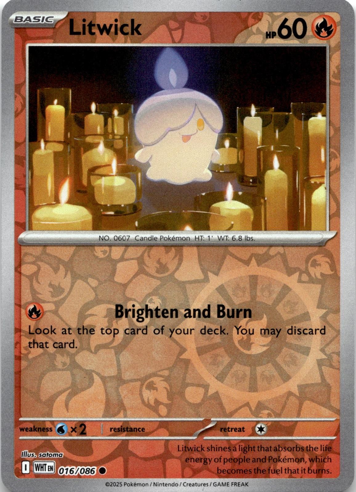 Litwick 016/086 Reverse Common White Flare Pokemon Near Mint