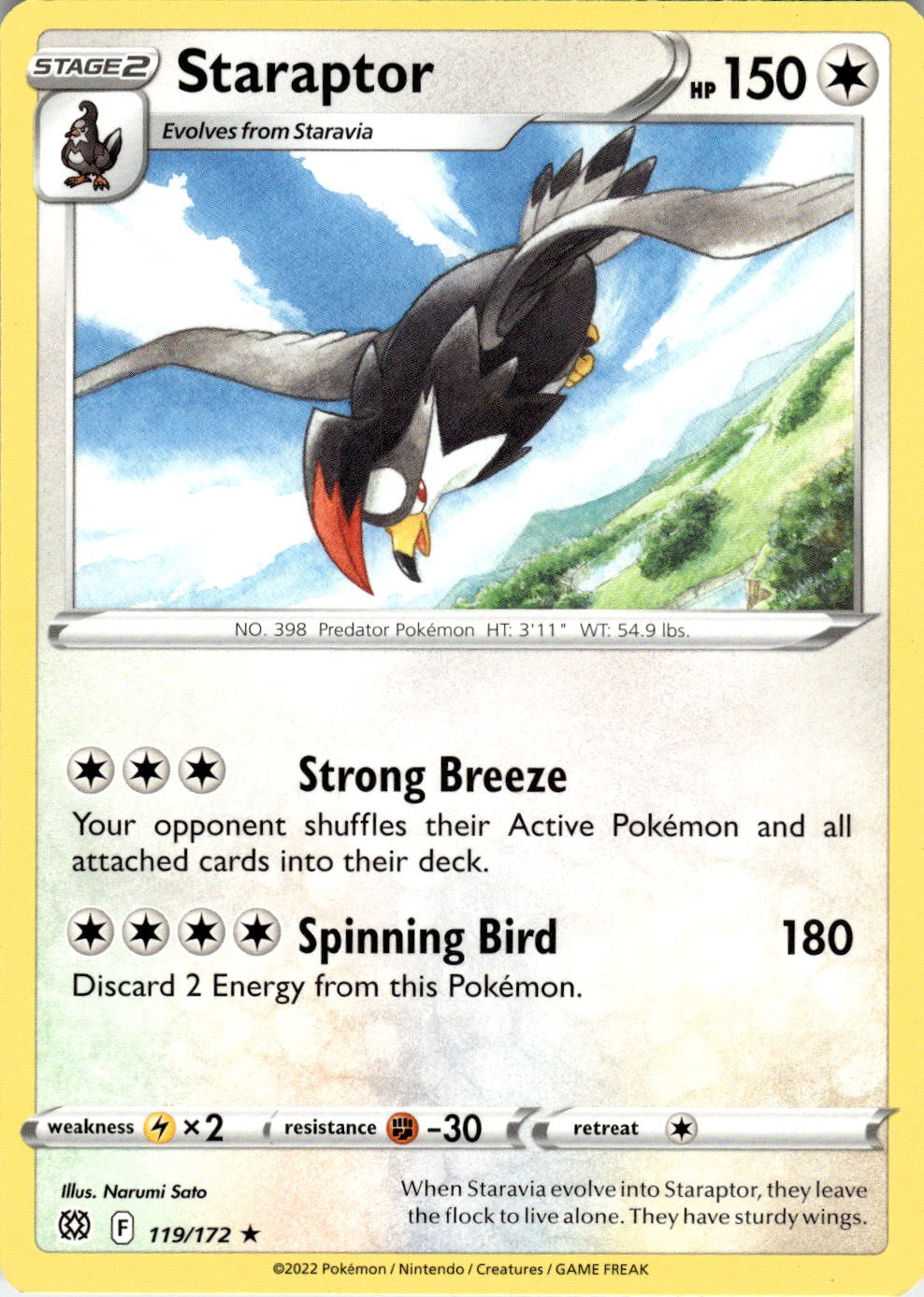 Staraptor 119/172 Rare Brilliant Stars Pokemon Near Mint