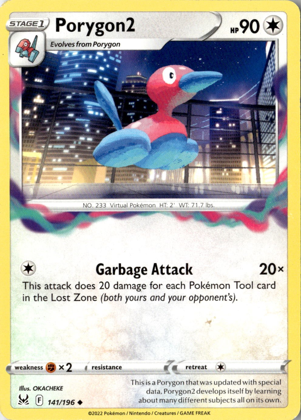 2022 POKEMON PORYGON2 141/196 UNCOMMON LOST ORIGIN NEAR MINT