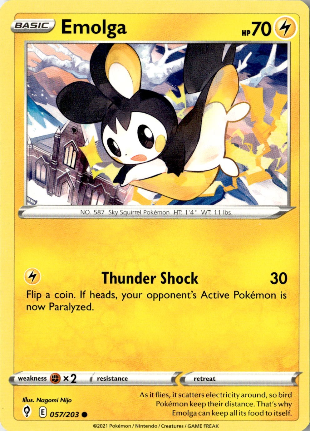 2021 POKEMON EMOLGA 057/203 COMMON EVOLVING SKIES NEAR MINT