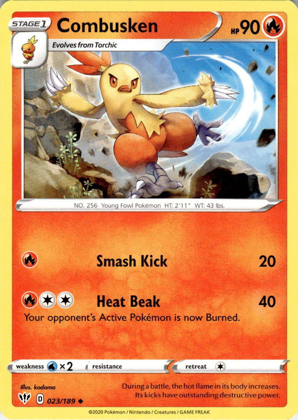 Combusken 023/189 Uncommon Darkness Ablaze Pokemon Near Mint