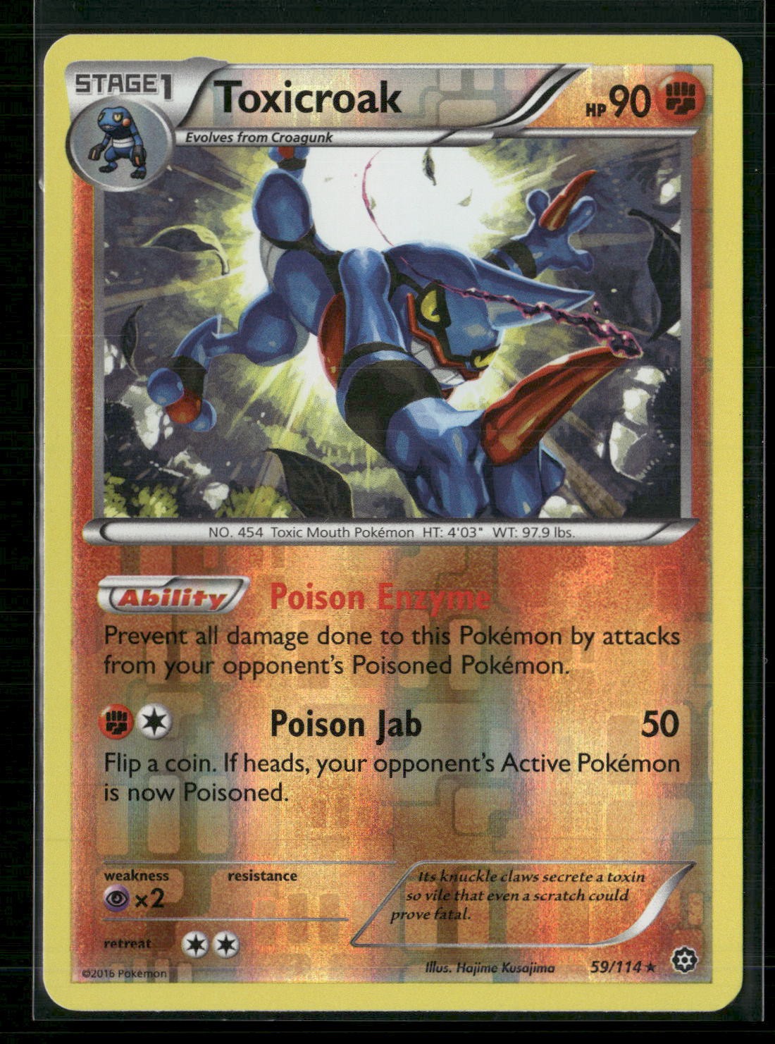 Toxicroak Reverse Holo Rare XY - Steam Siege 59/114 NM