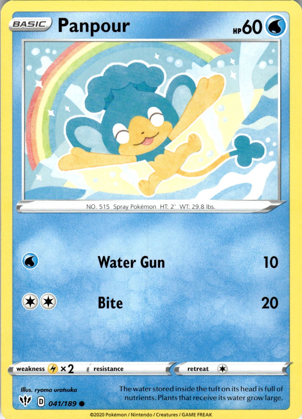 Panpour 041/189 Common Darkness Ablaze Pokemon Near Mint