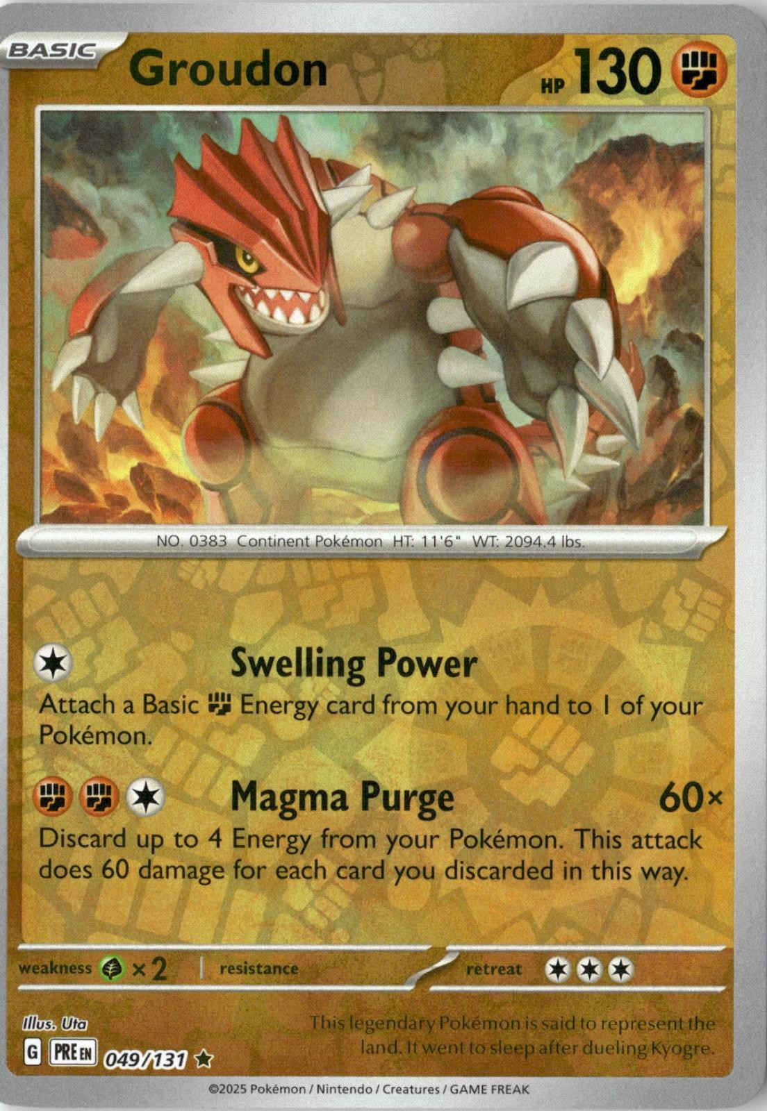2025 POKEMON GROUDON 049/131 HOLO RARE PRISMATIC EVOLUTIONS NEAR MINT