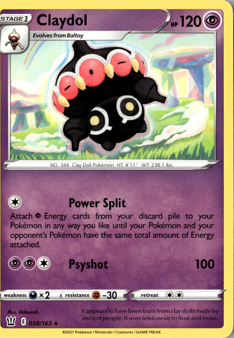 2021 POKEMON CLAYDOL 058/163 RARE BATTLE STYLES NEAR MINT
