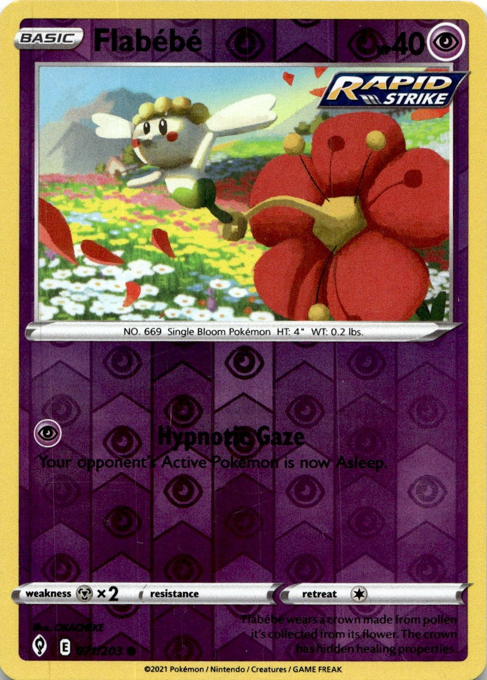 Flabebe 071/203 Common Evolving Skies Pokemon Reverse Holo Lightly Played