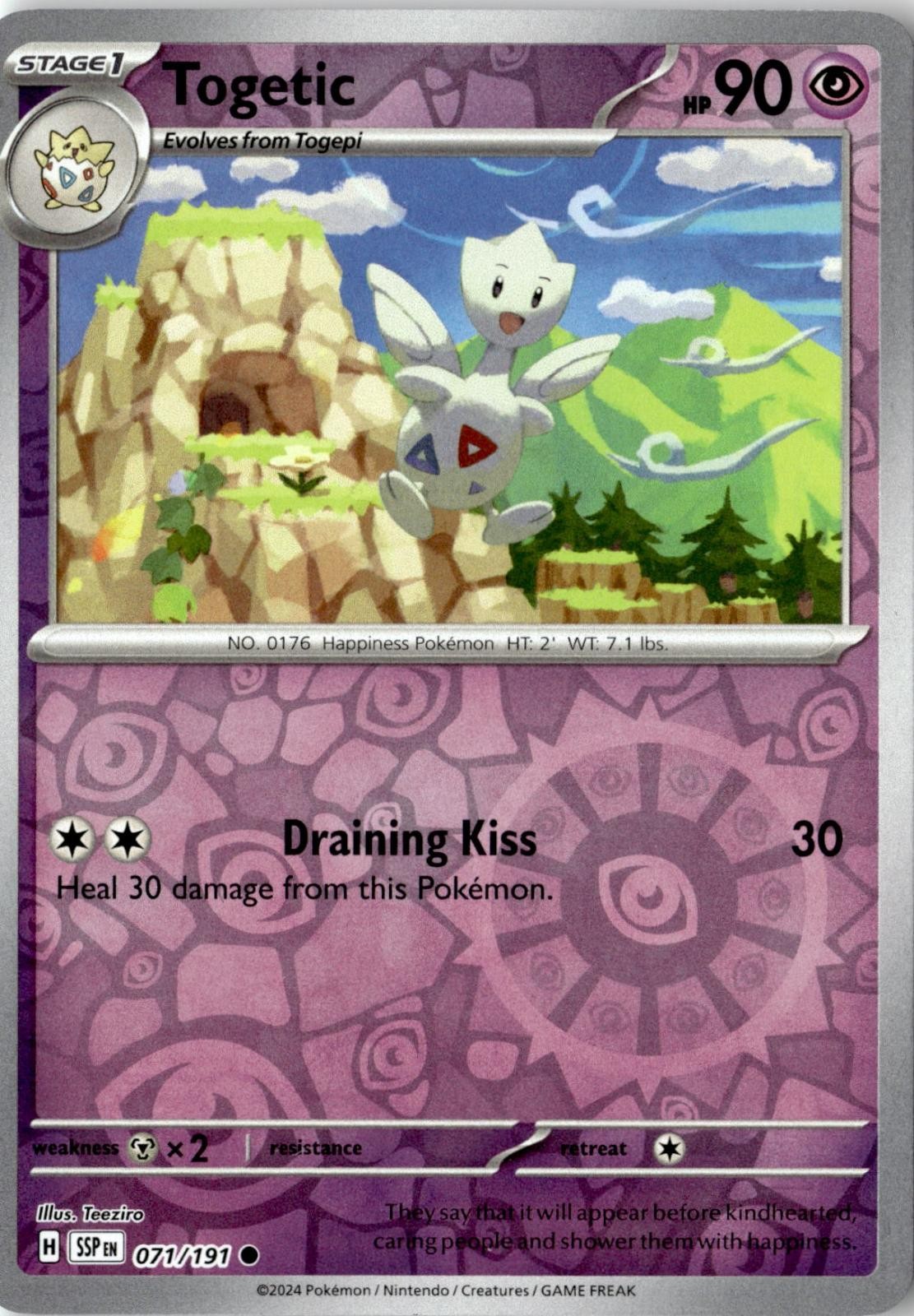 2024 POKEMON TOGETIC 071/191 COMMON SURGING SPARKS REVERSE HOLO NEAR MINT