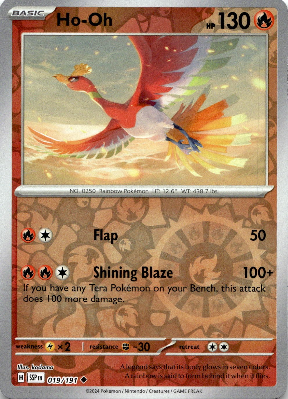 Ho-Oh 019/191 Uncommon Surging Sparks Pokemon Reverse Holo Near Mint
