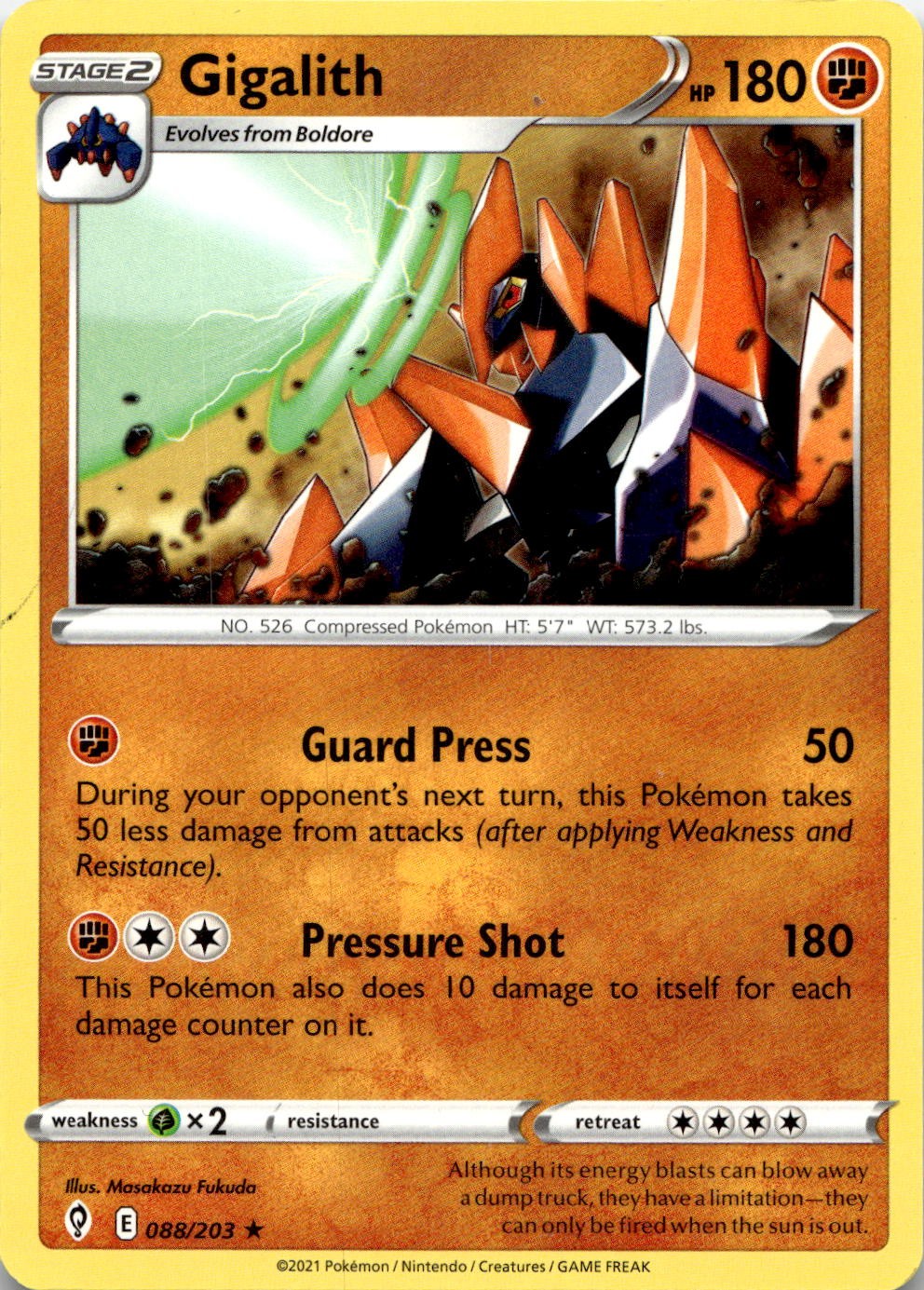 Gigalith 088/203 Rare Evolving Skies Pokemon Lightly Played