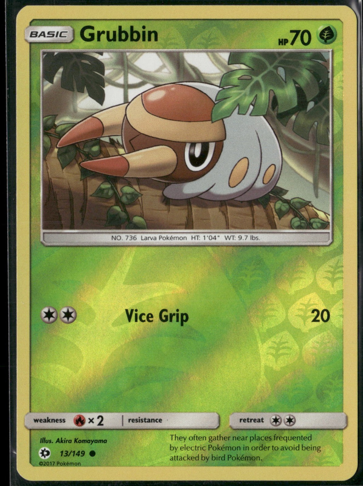 Grubbin Reverse Holo Common SM Base Set 13/149 NM