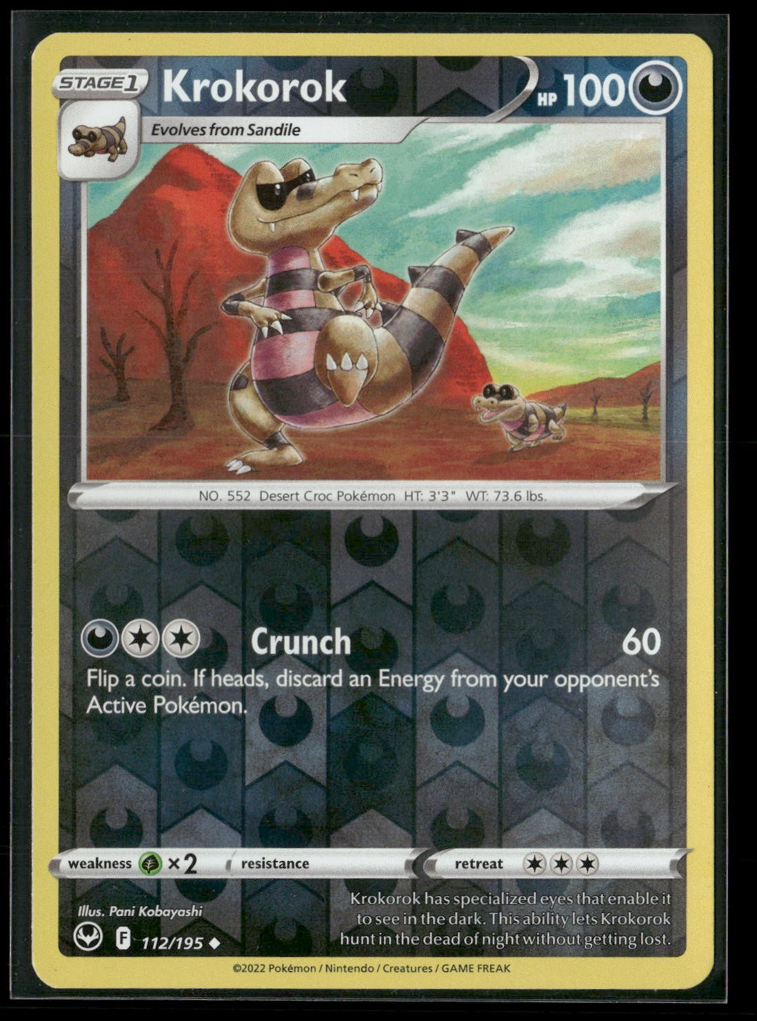 Krokorok Reverse Holo Uncommon SWSH12: Silver Tempest 112/195 NM