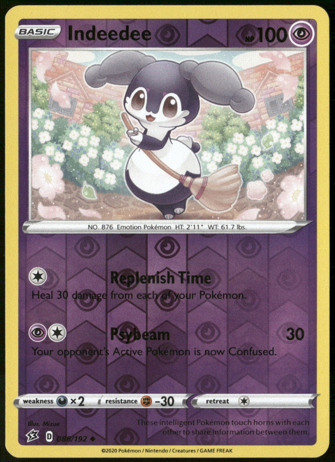 Indeedee Reverse Holo Uncommon SWSH02: Rebel Clash 088/192 NM