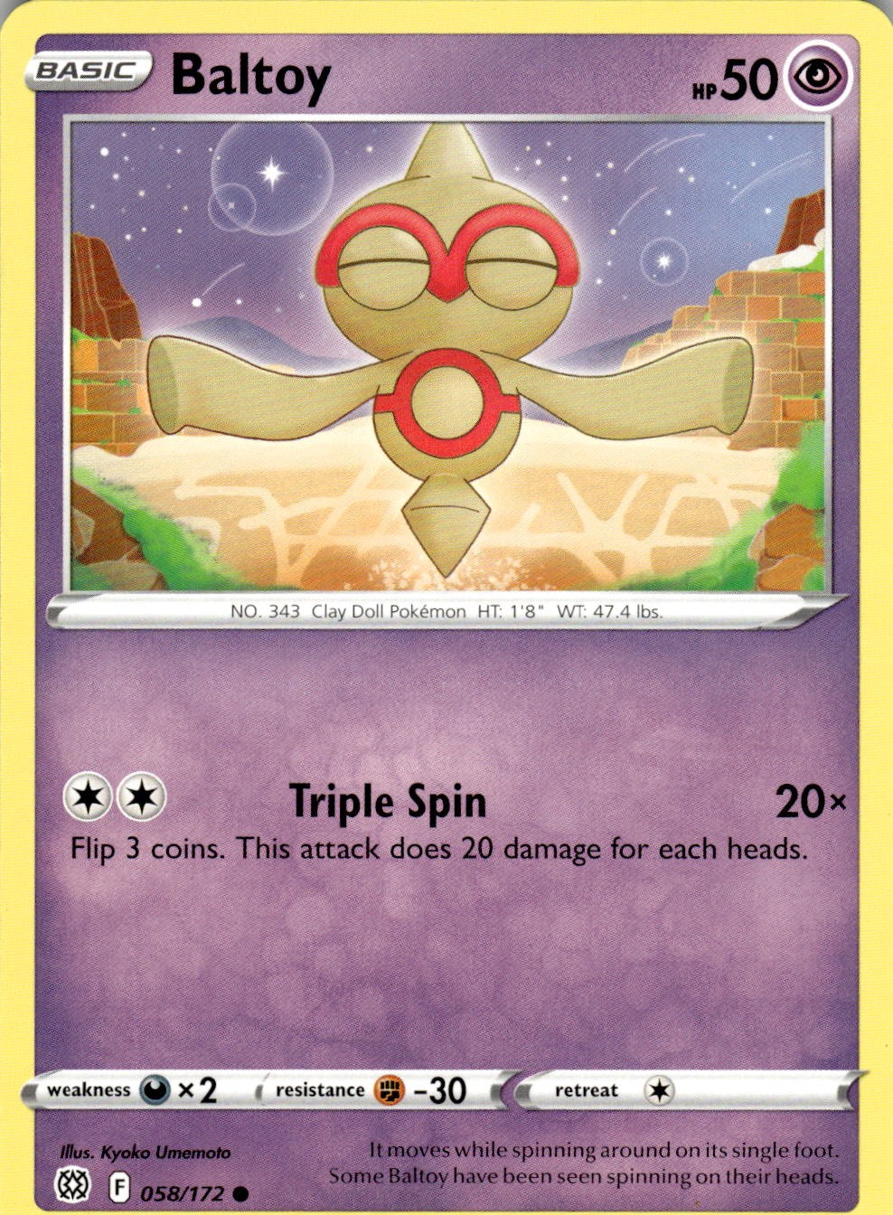 Baltoy 058/172 Common Brilliant Stars Pokemon Near Mint