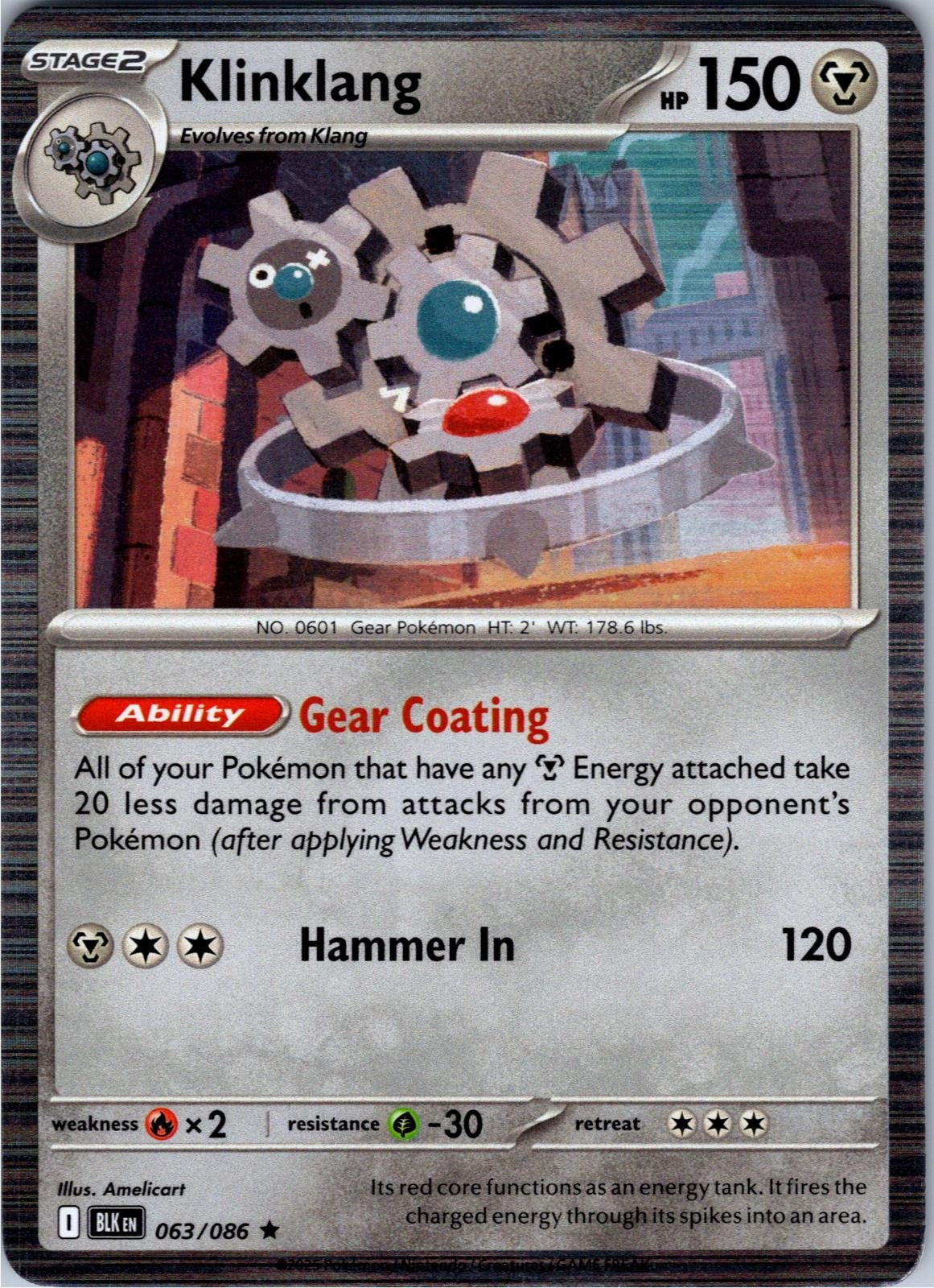 Klinklang 063/086 Holo Rare Black Bolt Pokemon Near Mint
