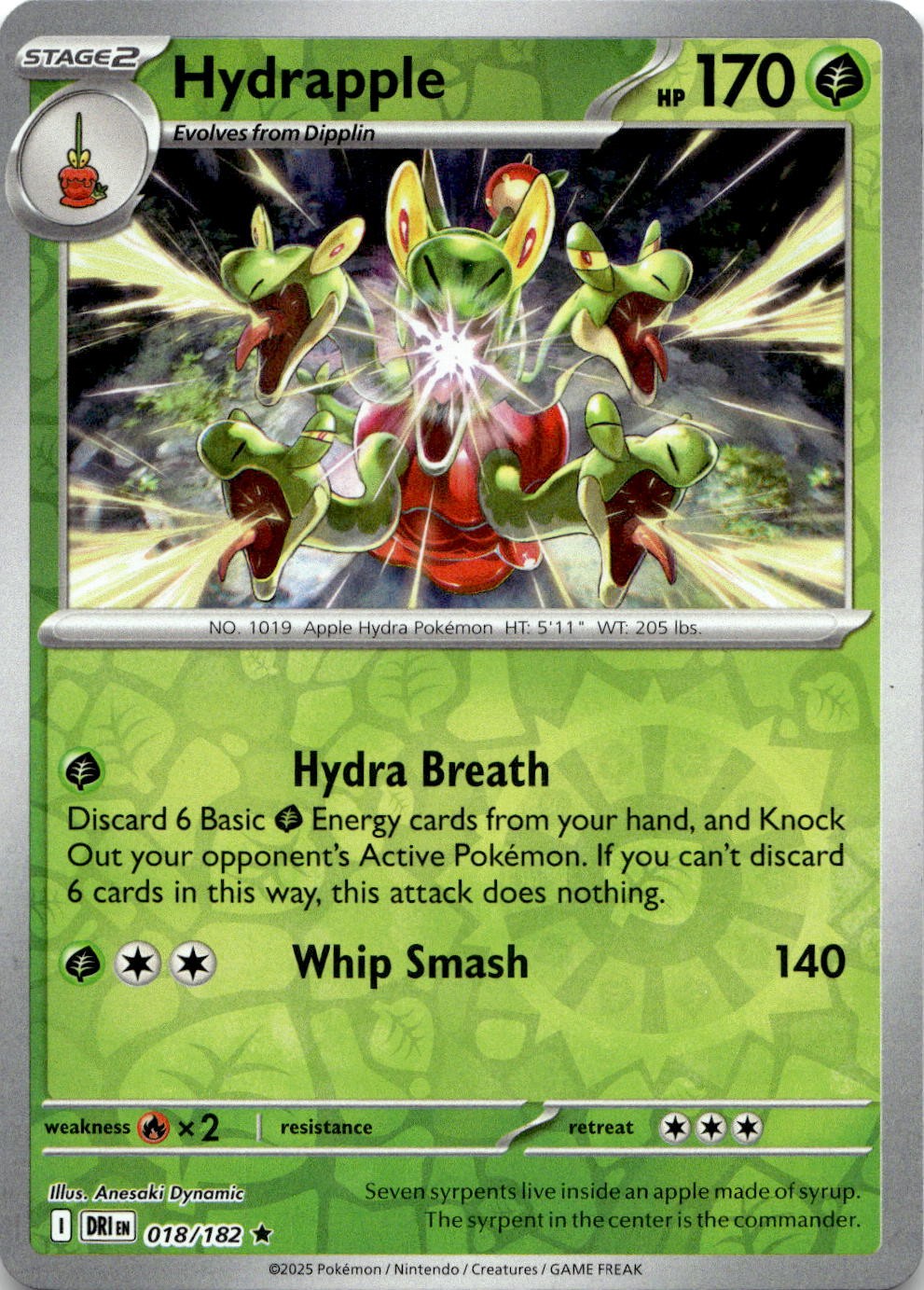 Hydrapple 018/182 Rare Destined Rivals Pokemon Reverse Holo Near Mint