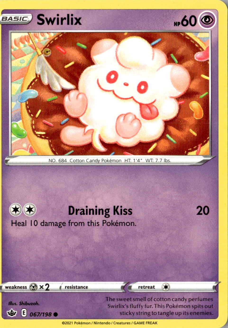2021 POKEMON SWIRLIX 067/198 COMMON CHILLING REIGN NEAR MINT