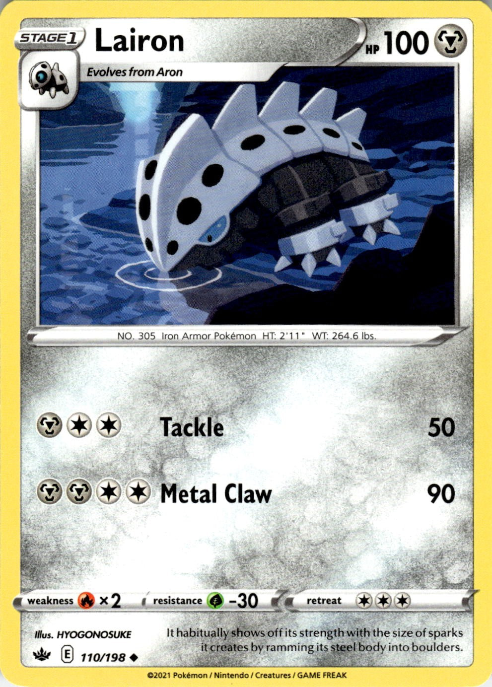 Lairon 110/198 Uncommon Chilling Reign Pokemon Near Mint
