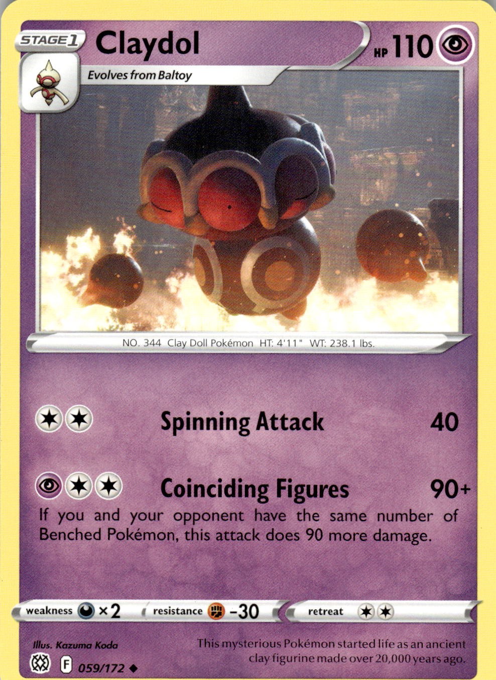 Claydol 059/172 Uncommon Brilliant Stars Pokemon Near Mint
