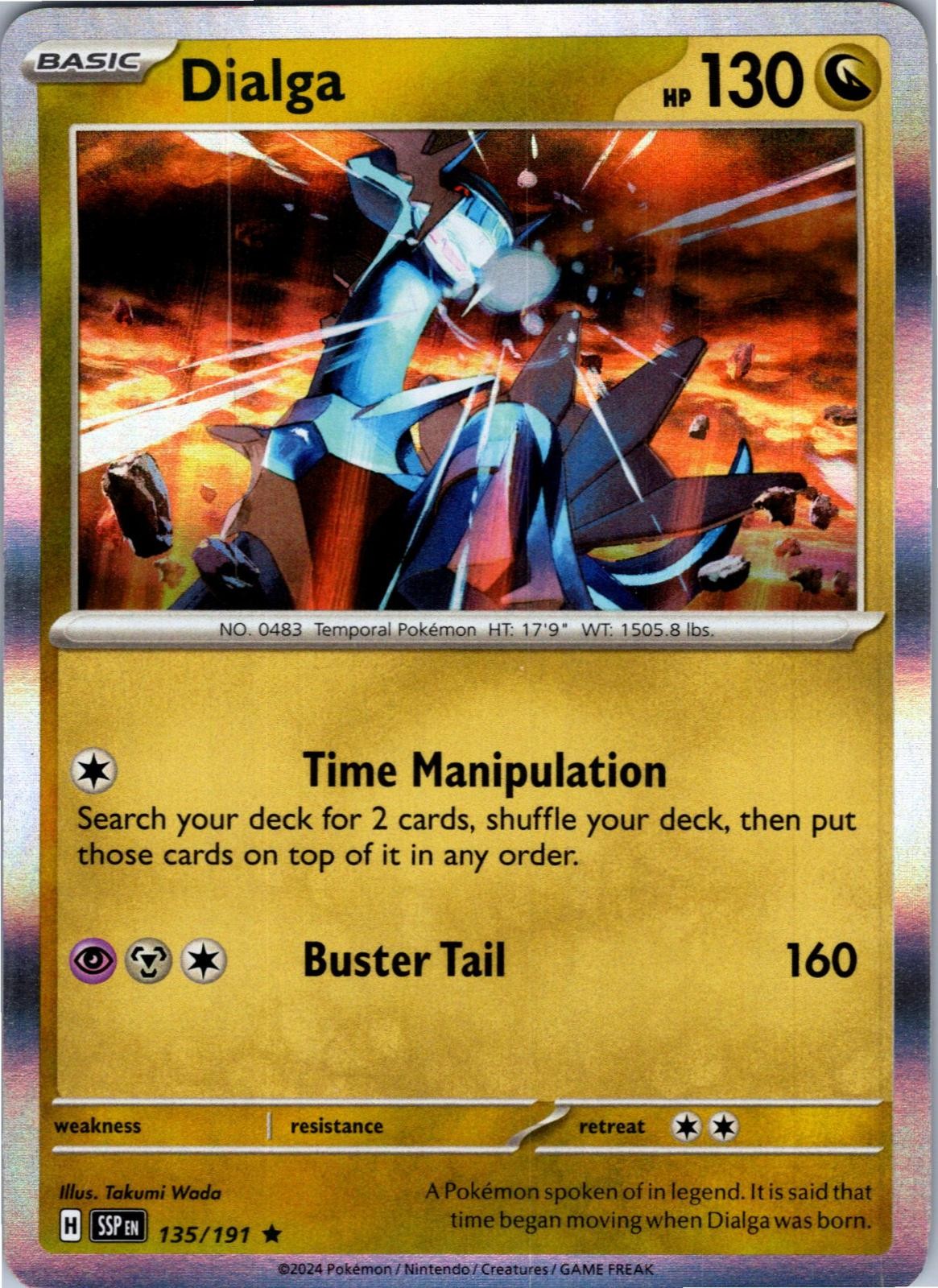 Dialga 135/191 Rare Surging Sparks Pokemon Holo Lightly Played