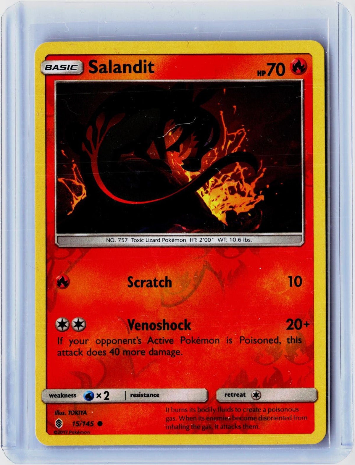 2017 POKEMON SALANDIT 15/145 COMMON GUARDIANS RISING REVERSE HOLO NEAR MINT