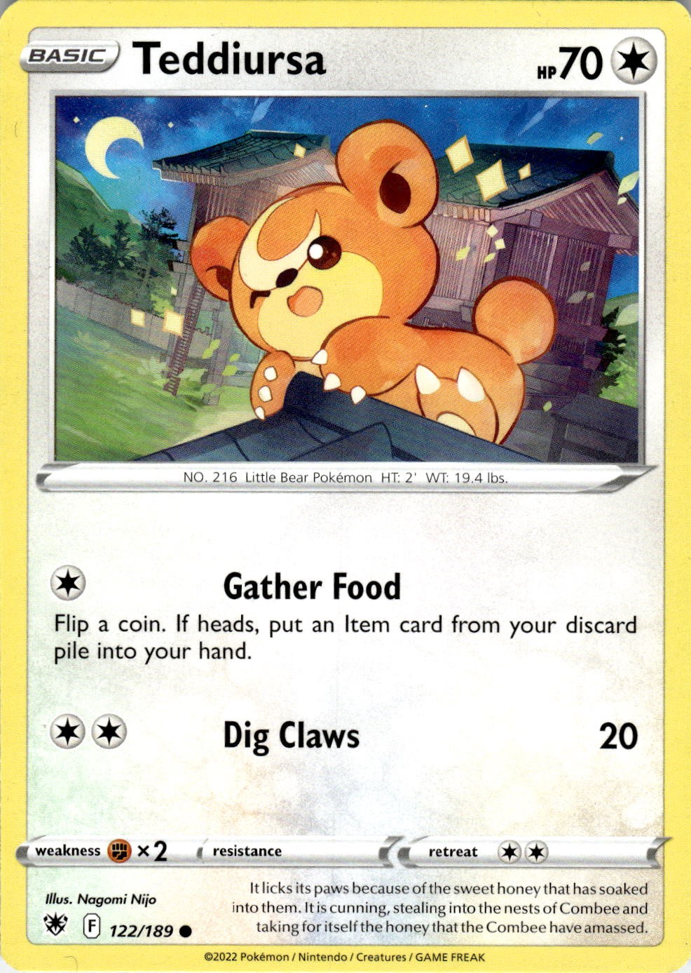Teddiursa 122/189 Common Astral Radiance Pokemon Near Mint