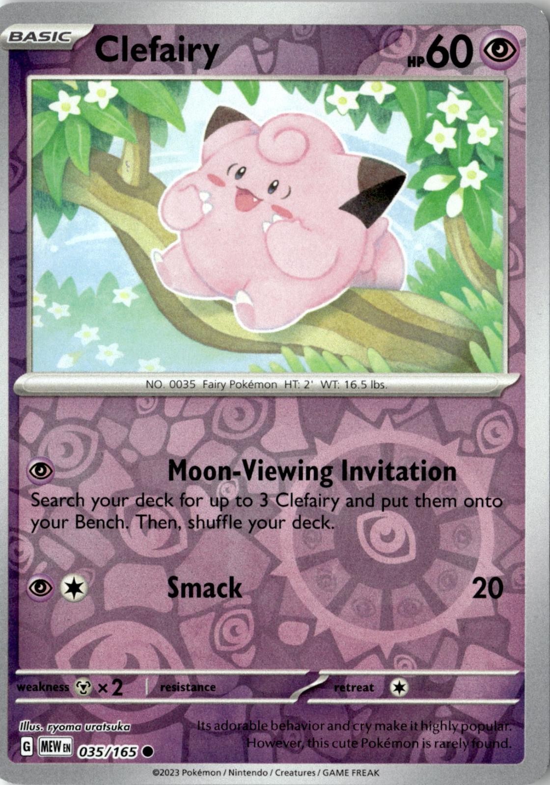 2023 POKEMON CLEFAIRY 035/165 COMMON 151 REVERSE HOLO NEAR MINT
