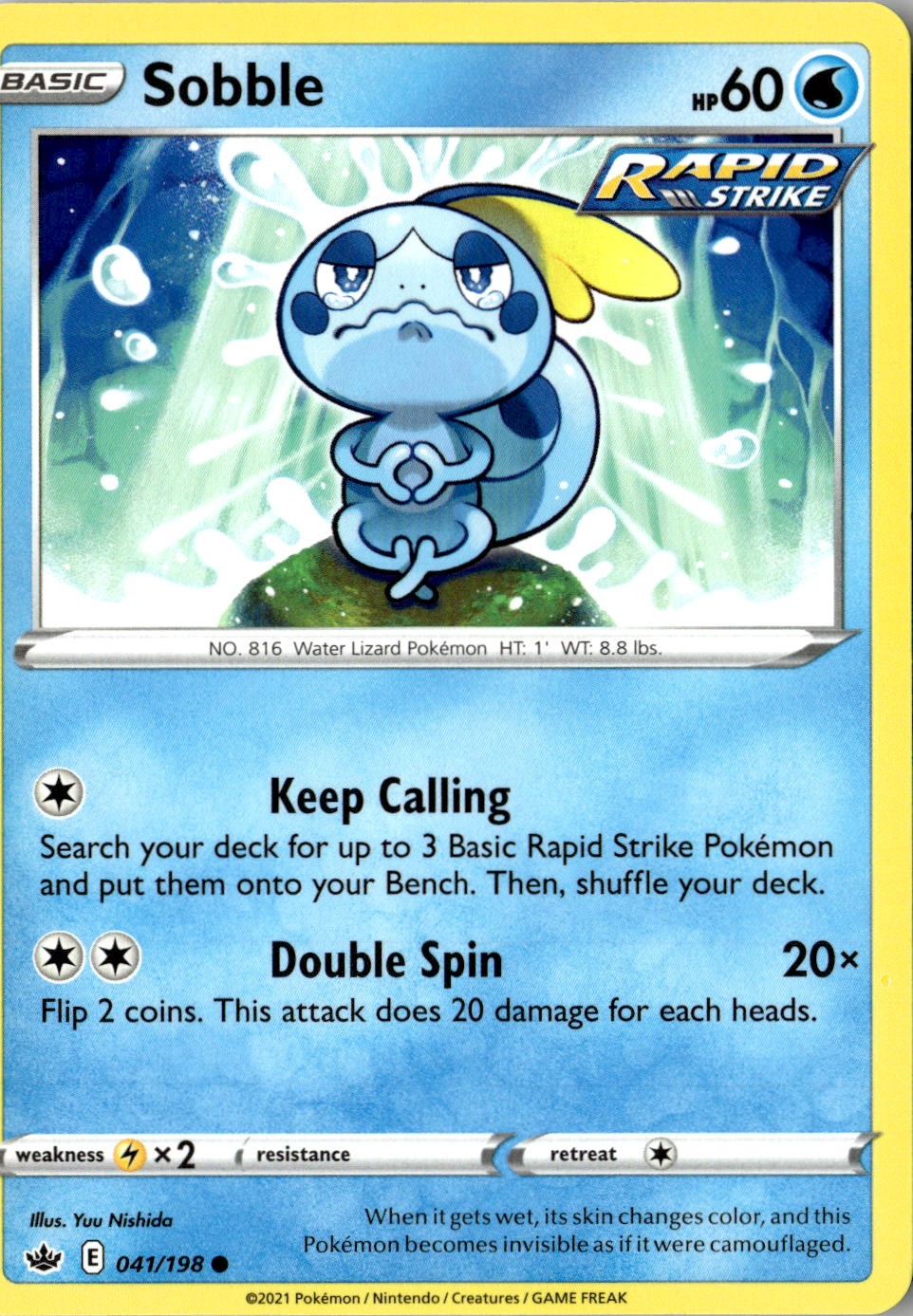 2021 POKEMON SOBBLE 041/198 COMMON CHILLING REIGN NEAR MINT