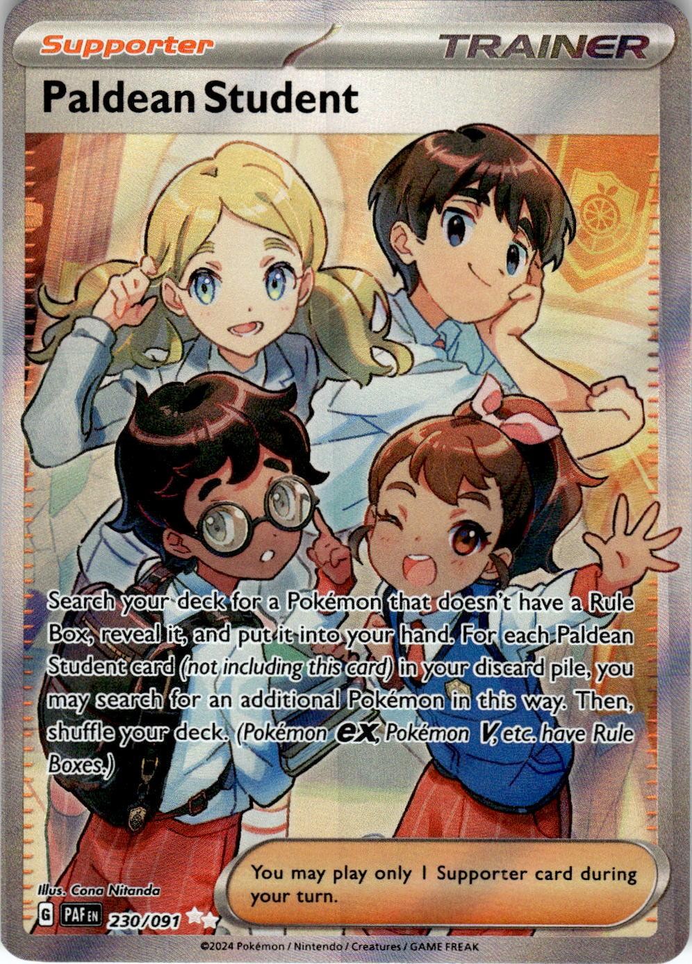 2024 POKEMON PALDEAN STUDENT 230/091 ULTRA RARE PALDEAN FATES HOLO NEAR MINT