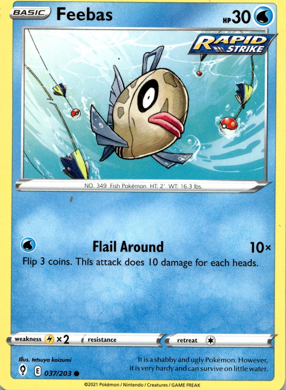 Feebas 037/203 Common Evolving Skies Pokemon Lightly Played