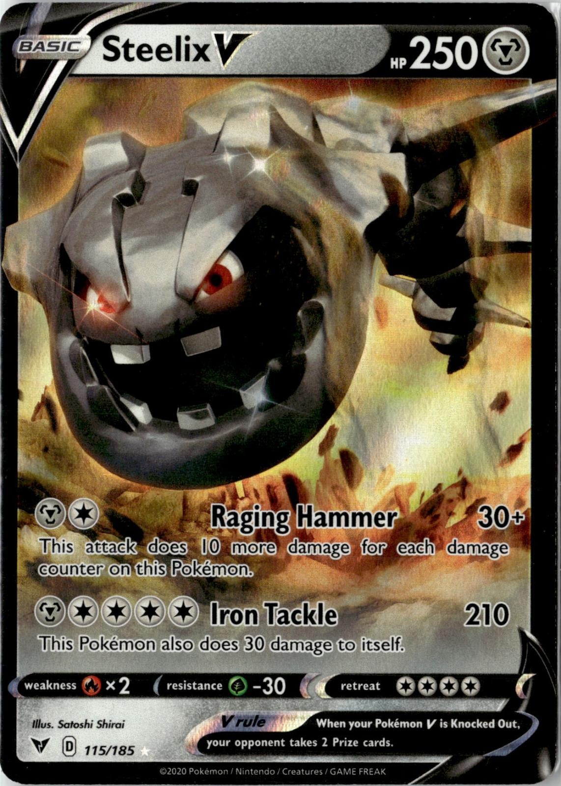 2020 POKEMON STEELIX V 115/185 HOLO V RARE VIVID VOLTAGE NEAR MINT