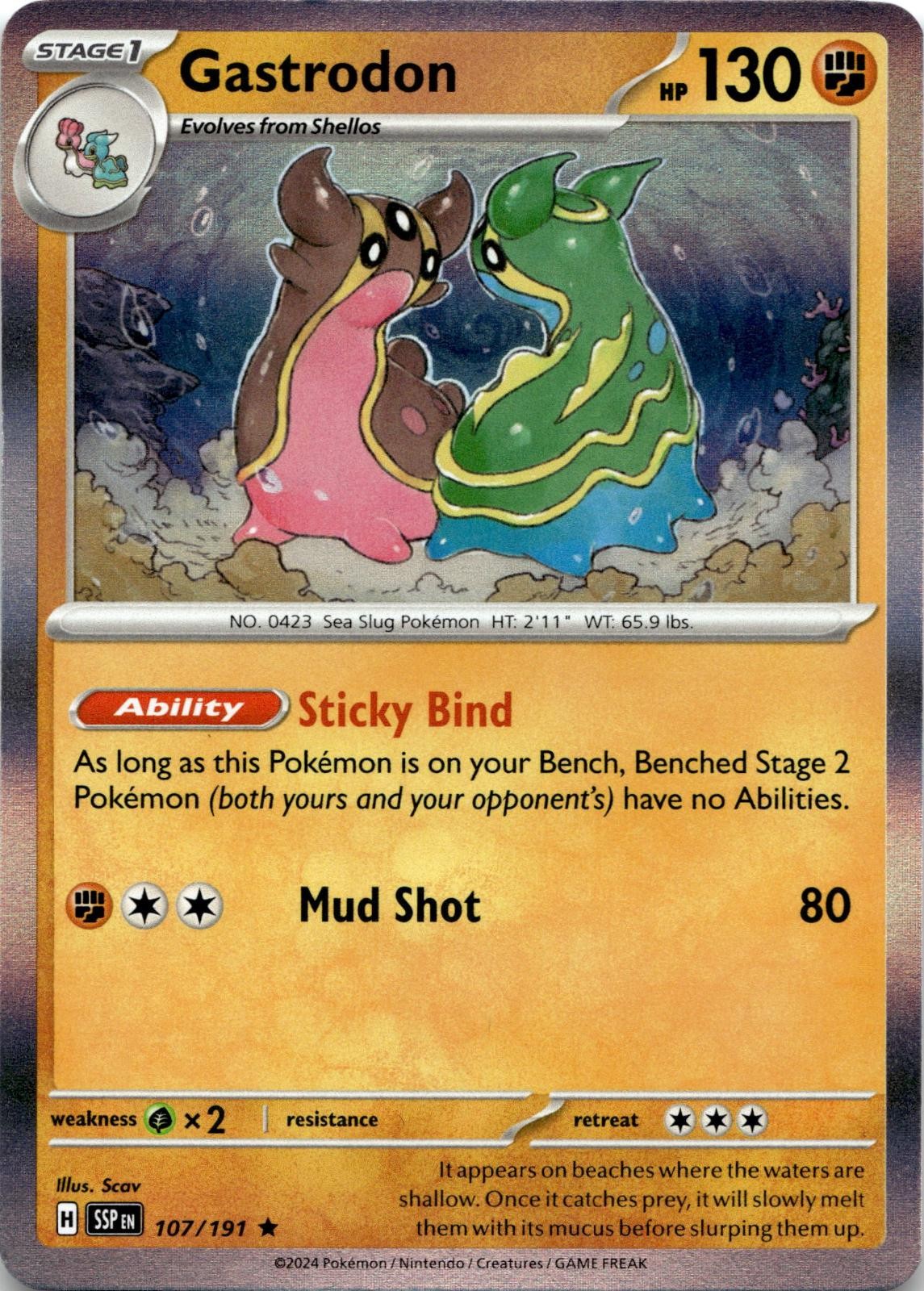 Gastrodon 107/191 Rare Surging Sparks Pokemon Holo Near Mint