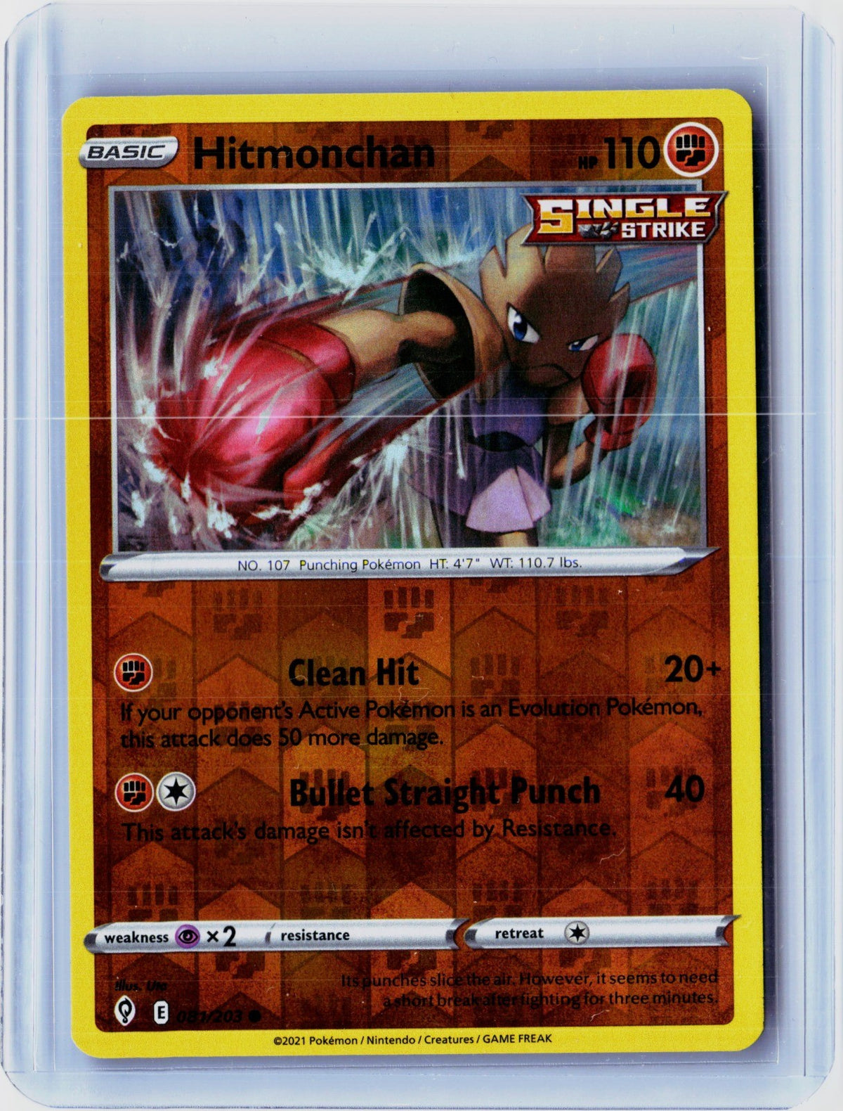 Hitmonchan Reverse Holo Common SWSH07: Evolving Skies 081/203 NM