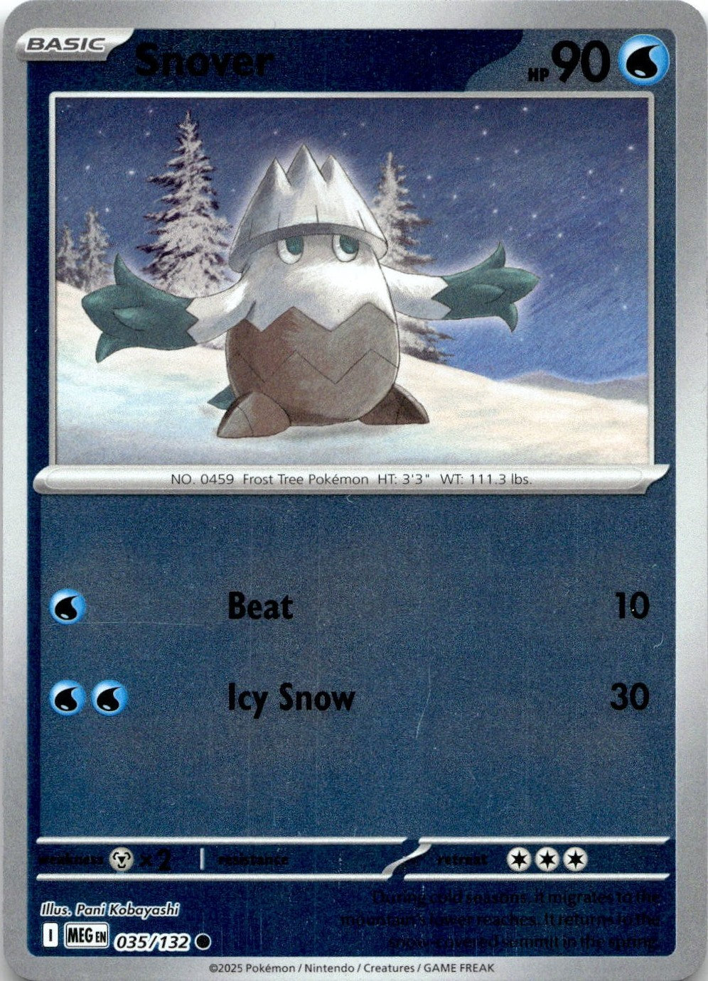 Snover 035/132 Common Mega Evolution Pokemon Reverse Holo Near Mint