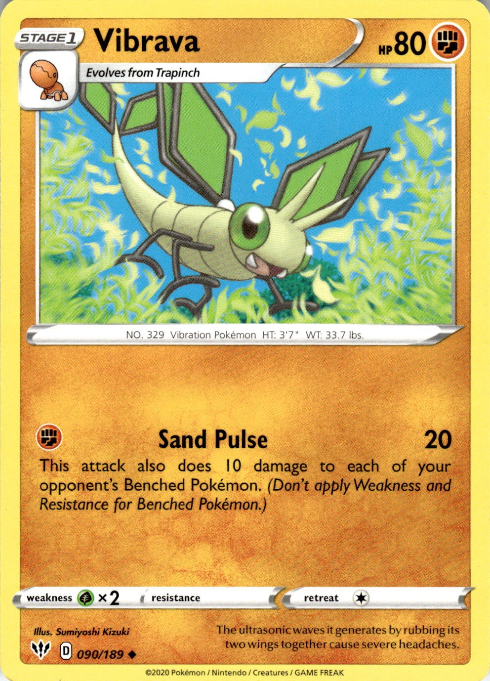 Vibrava 090/189 Uncommon Darkness Ablaze Pokemon Near Mint