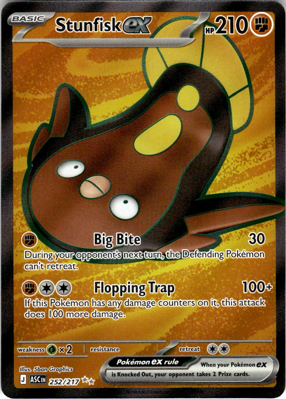 2026 POKEMON STUNFISK EX 252/217 ULTRA RARE ASCENDED HEROES HOLO NEAR MINT