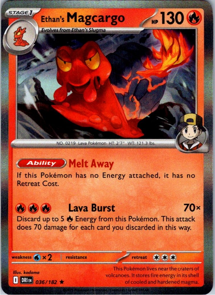 Ethan's Magcargo 036/182 Rare Destined Rivals Pokemon Holo Near Mint