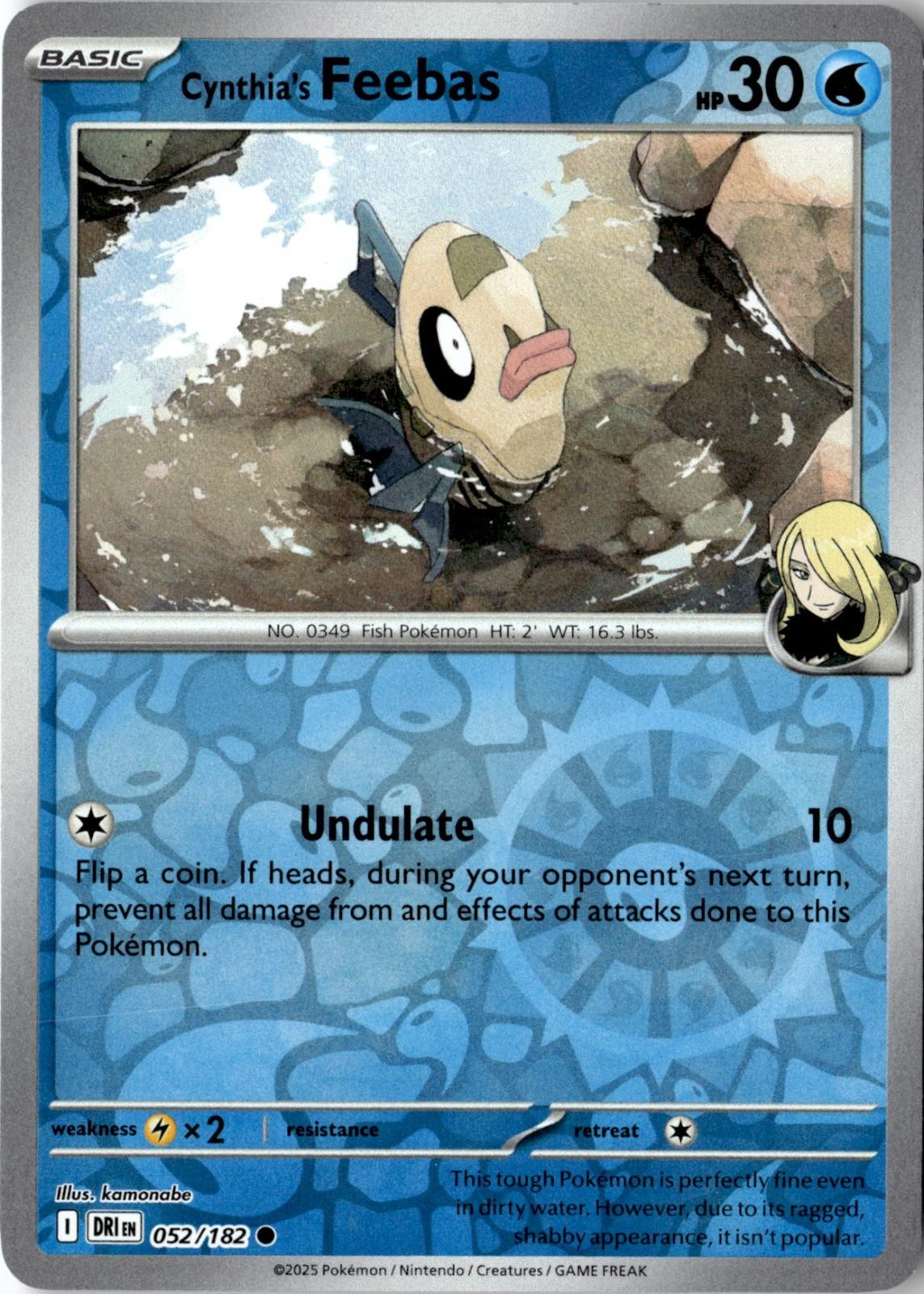 2025 POKEMON CYNTHIA'S FEEBAS 052/182 COMMON DESTINED RIVALS REVERSE HOLO NM