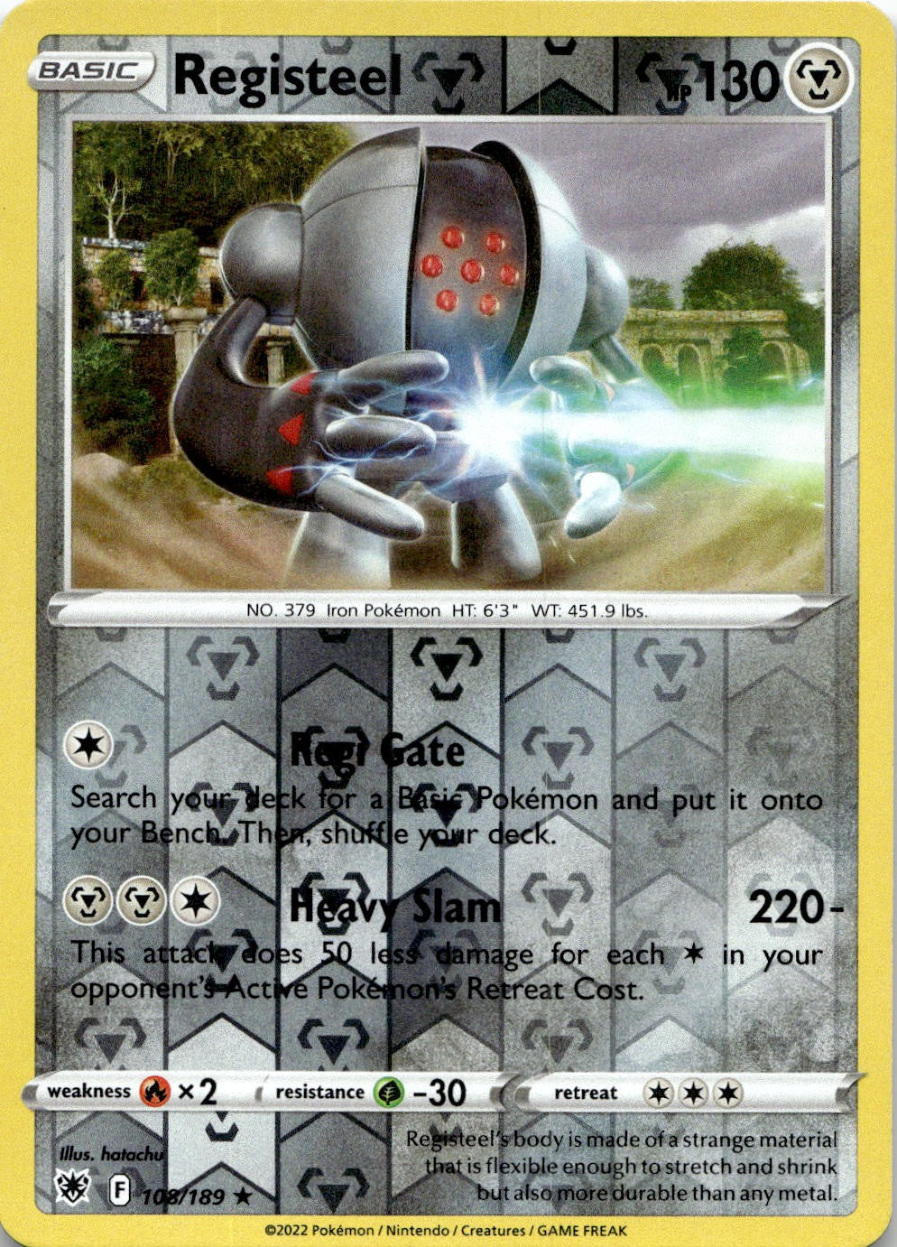Registeel 108/189 Rare Astral Radiance Pokemon Reverse Holo Near Mint