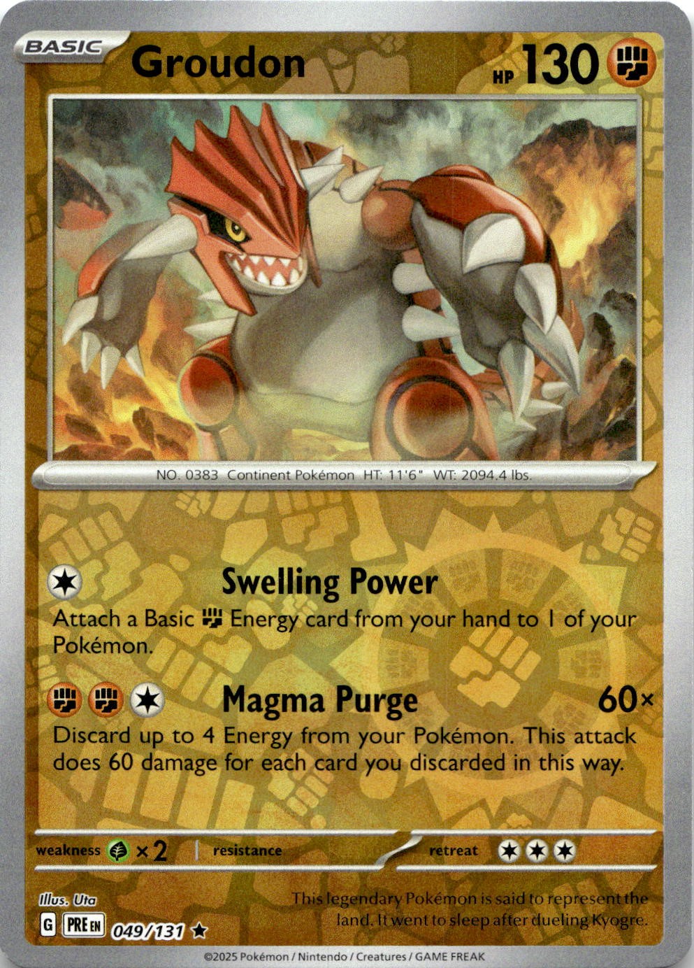 Groudon 049/131 Rare Prismatic Evolutions Pokemon Reverse Holo Near Mint