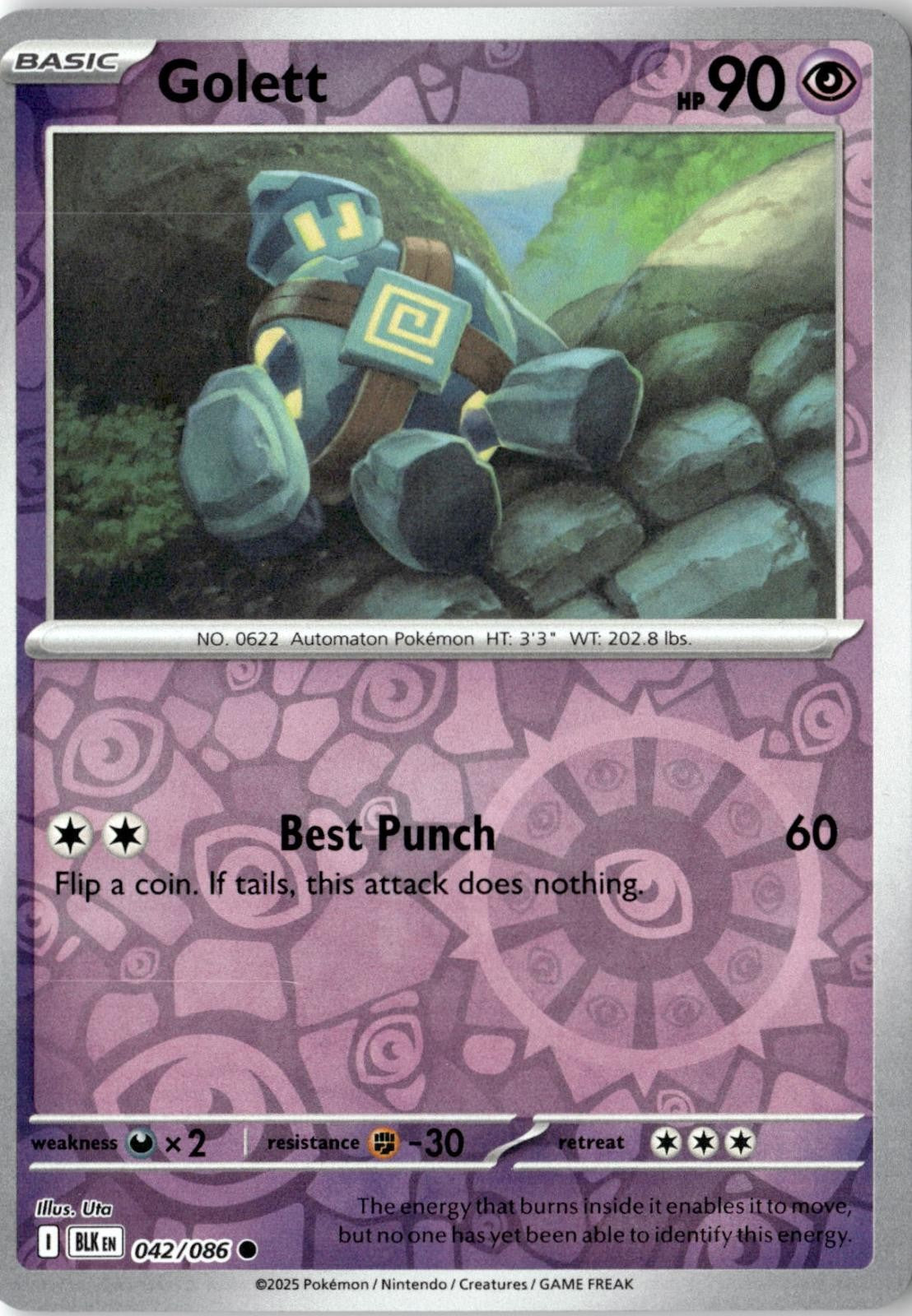 2025 POKEMON GOLETT 042/086 COMMON BLACK BOLT NEAR MINT