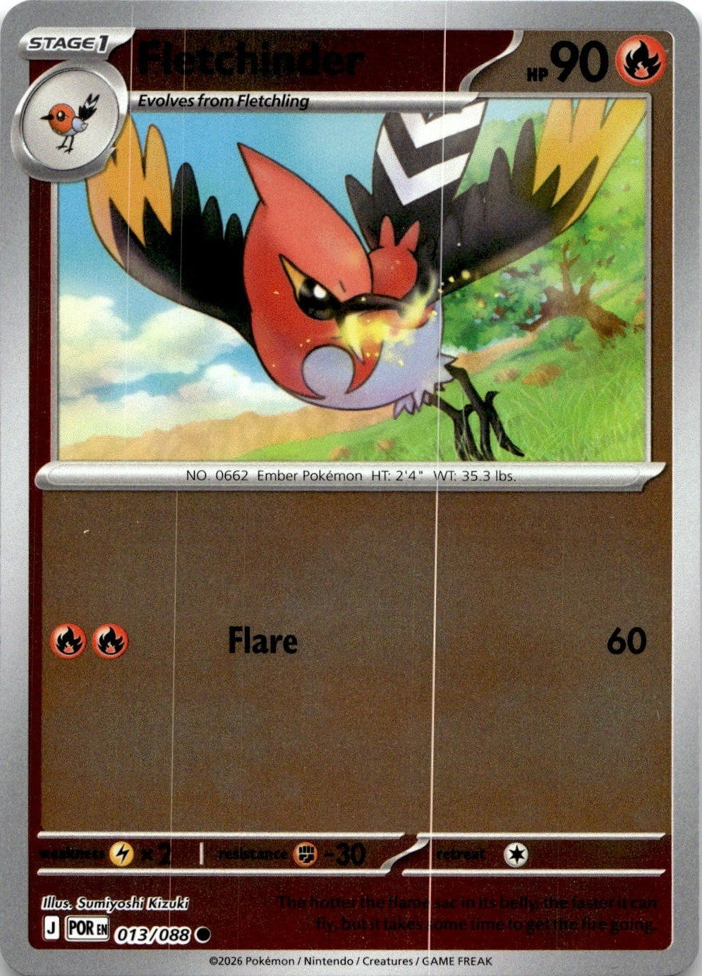 Fletchinder 013/088 Common Perfect Order Pokemon Reverse Holo Near Mint